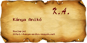 Kánya Anikó névjegykártya
